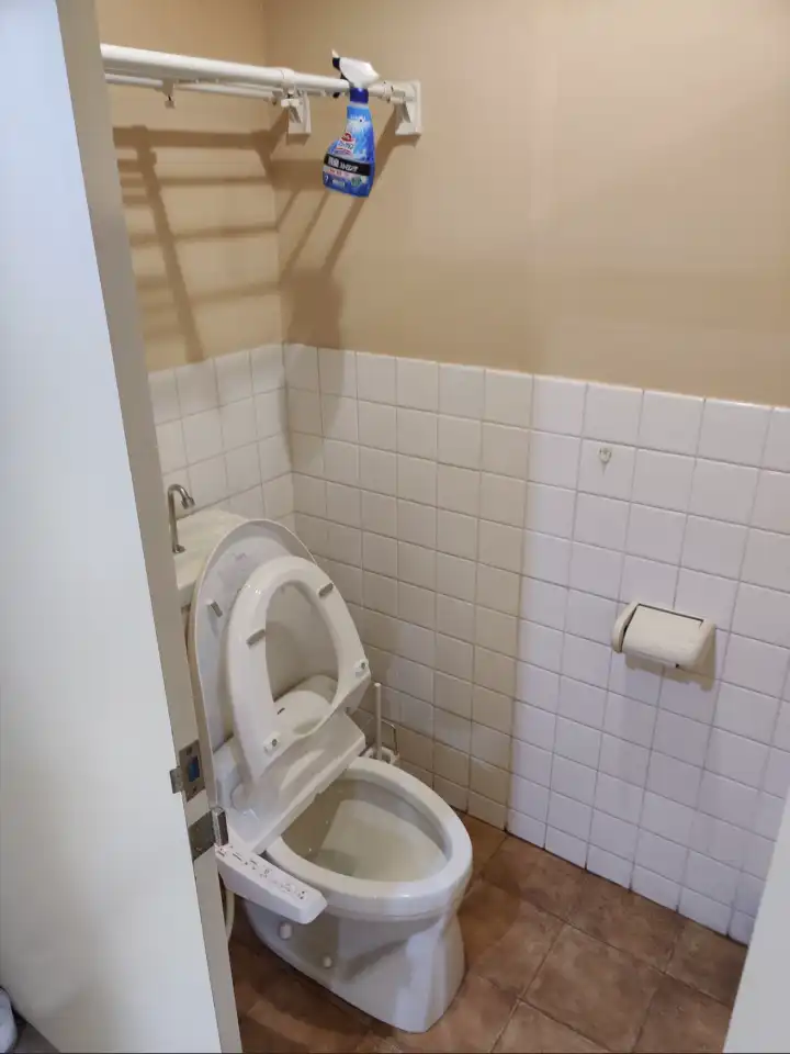 标配温水洗净便座的马桶，水箱上面附带洗手池的设计十分巧妙